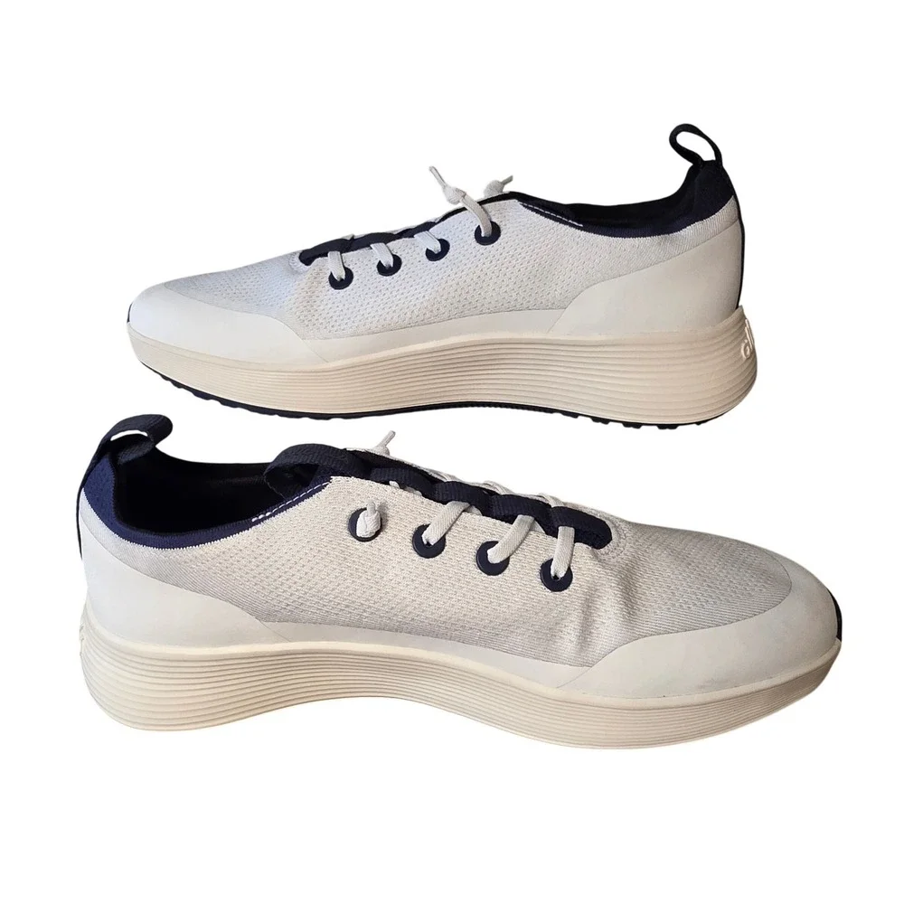 Allbirds Tree Flyer Mens 13.5 White Navy Blue Running Shoes Sneakers A11483M135